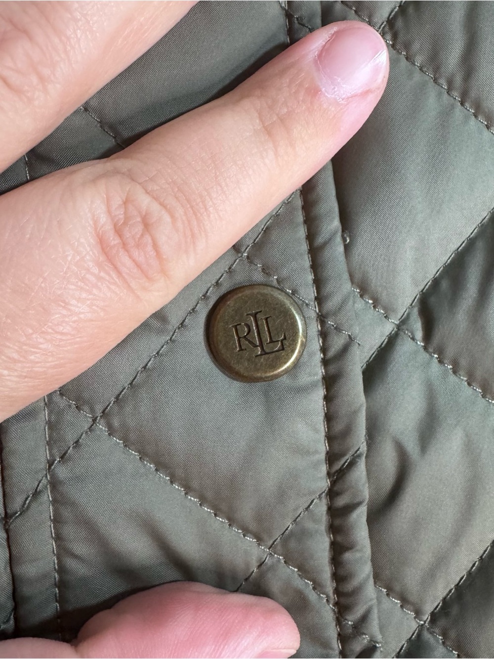 Lauren Ralph Lauren Quilted Vest Womens L Olive Green Crest Logo - Picture 6 of 9